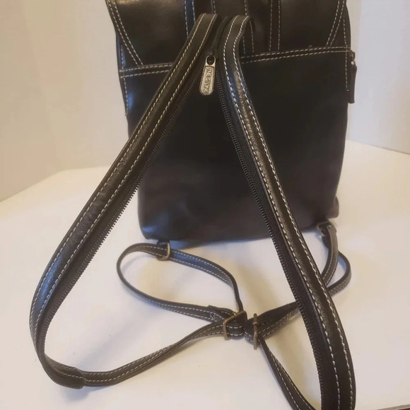 The Stone Black Faux Leather Womans Medium Mini  Backpack . - Picture 5 of 16